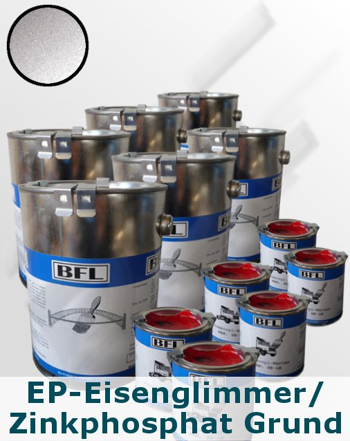 6xSet (2,5kg BFL:Permanent-Glimmer-Grund + 0,25kg Härter BFL:PH 15) auf Zink,Alu+Stahl, Anwendung im Stahl-Wasserbau 19,37 €/kg