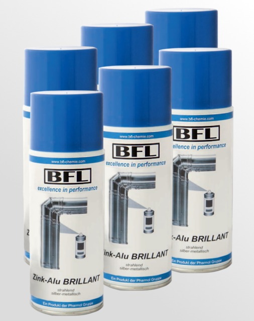 BFL:Zink-Alu BRILLANT metallisch-brillant-silber strahlender Glanz 6x400ml Spraydose (12,32 €/Dose)