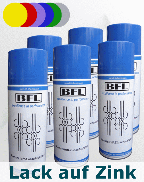 BFL:KUNSTSTOFF-EINSCHICHTLACK Schmiedelack direkt auf Zink haftst.+dauerelast. 6x400ml Spraydose (15,64 €/Stück) Farbtongr. 2