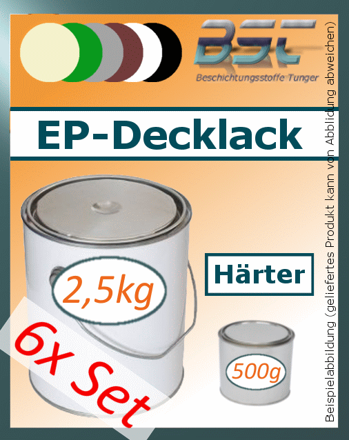 6xSet (2,5kg BFL:Permanent-Decklack+0,5kg Härter BFL:PH 15) Extremschutz gegen Wasser+Chemikalien; Mischpreis: 29,93 €/kg