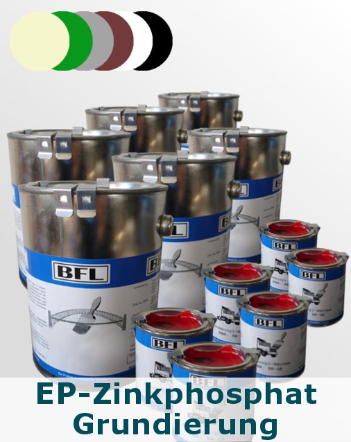 6xSet (2,5kg BFL:Permanent-Grund + 0,25kg Härter BFL:PH 15) auf Zink,Alu+Stahl (Farbtongruppe 1 = 18,81 €/kg)