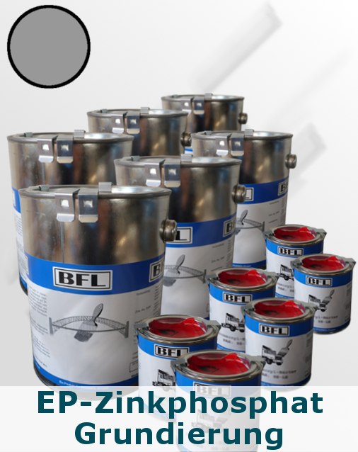6xSet (2,5kg BFL:Permanent-Grund + 0,25kg Härter BFL:PH 15) auf Zink,Alu+Stahl (Grau = 18,65 €/kg)