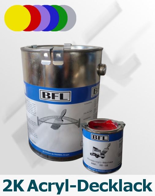1xSet (10kg BFL:2K Industrie-Acryllack + 1kg Härter BFL:PAH 98-LE) zähelastisch 25,57 €/kg = Mischpreis Farbtongruppe 2